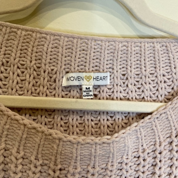 Woven Heart Striped Fluffy Sweater. - Picture 3 of 5